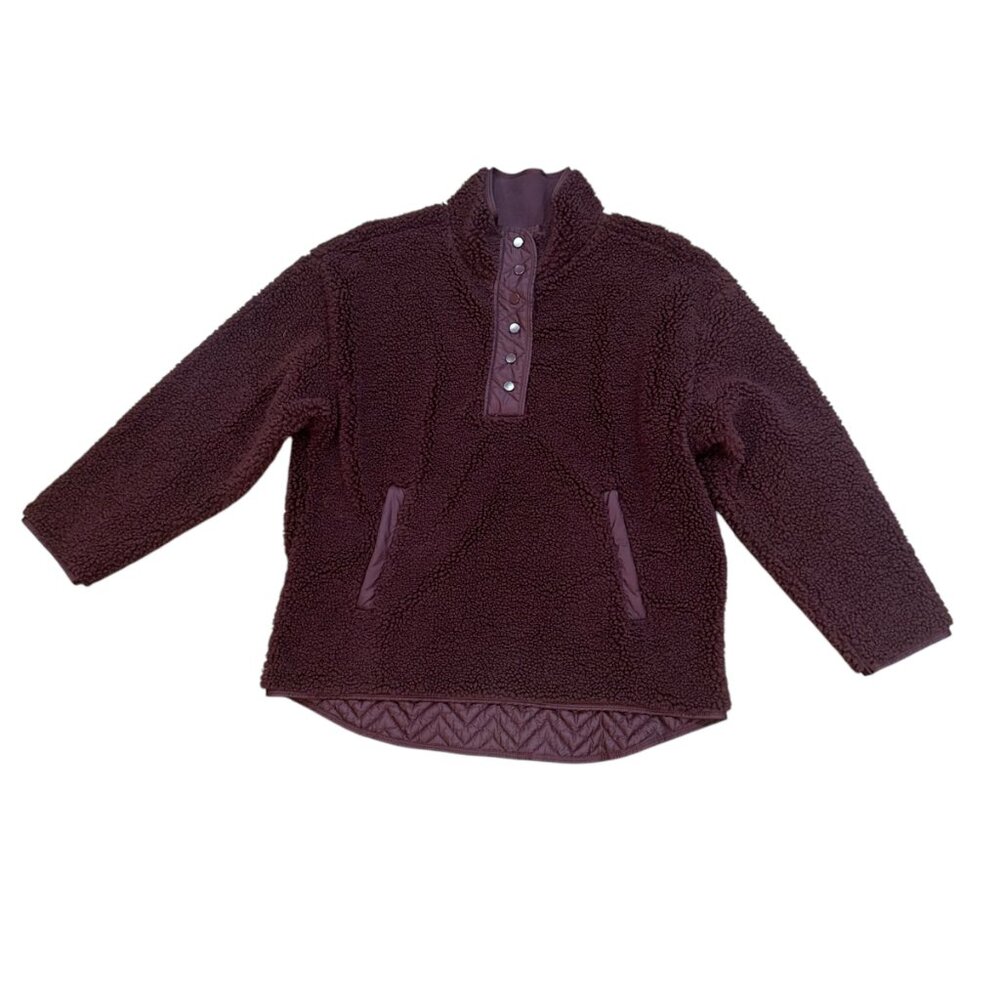 Athleta Deep Plum Sherpa Snap Pullover